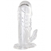Прозрачная гелевая насадка с клиторальным отростком - 13 см. - Toyfa Basic - в Вологде купить с доставкой