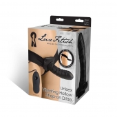 Чёрный полый страпон с вибрацией Unisex Vibrating Hollow Strap-On - 14 см. - Lux Fetish - купить с доставкой в Вологде