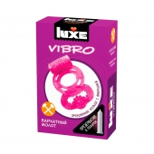 Розовое эрекционное виброкольцо Luxe VIBRO  Бархатный молот  + презерватив - Luxe - в Вологде купить с доставкой