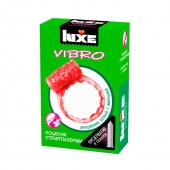 Розовое эрекционное виброкольцо Luxe VIBRO  Поцелуй стриптизёрши  + презерватив - Luxe - в Вологде купить с доставкой