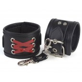 Кожаные наручники с декоративной лаковой шнуровкой - Sitabella - купить с доставкой в Вологде