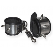 Серебристо-черные наручники с шипами и металлическим блеском - Sitabella - купить с доставкой в Вологде