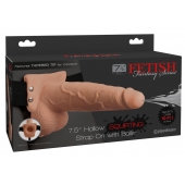 Телесный полый страпон с имитацией эякуляции 7.5  Hollow Squirting Strap-On with Balls Flesh - 21,6 см. - Pipedream - купить с доставкой в Вологде