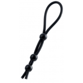 Черное лассо на пенис с тремя бусинами - A-toys - в Вологде купить с доставкой