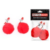 Зажимы для сосков с красным пушком - Notabu - купить с доставкой в Вологде