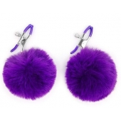 Зажимы для сосков с фиолетовым пушком - Notabu - купить с доставкой в Вологде