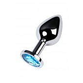 Серебристая конусовидная анальная пробка с голубым кристаллом - 8 см. - ToyFa - купить с доставкой в Вологде