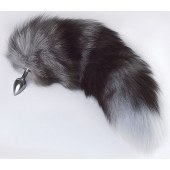 Серебристая анальная пробка с пушистым хвостом - Sitabella - купить с доставкой в Вологде