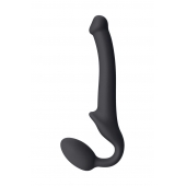 Черный безремневой страпон Silicone Bendable Strap-On S - Strap-on-me - купить с доставкой в Вологде