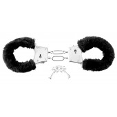 Меховые чёрные наручники Beginner s Furry Cuffs - Pipedream - купить с доставкой в Вологде