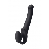 Черный безремневой страпон Silicone Bendable Strap-On M - Strap-on-me - купить с доставкой в Вологде