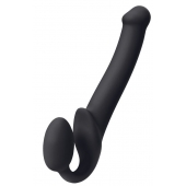 Черный безремневой страпон Silicone Bendable Strap-On M - Strap-on-me - купить с доставкой в Вологде