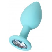 Мятная анальная пробка с прозрачным кристаллом Brilliant - 7 см. - ToyFa - купить с доставкой в Вологде