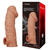 Телесная насадка на фаллос с отверстием для мошонки EXTREME SLEEVE - 17,6 см. - KOKOS - в Вологде купить с доставкой