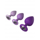 Набор из 3 фиолетовых анальных пробок со стразами Little Gems Trainer Set - Pipedream - купить с доставкой в Вологде