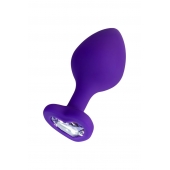 Фиолетовая анальная втулка Diamond Heart с прозрачным кристаллом - 8 см. - ToyFa - купить с доставкой в Вологде