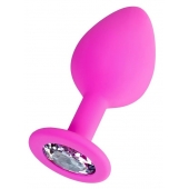 Розовая анальная втулка Brilliant с прозрачным кристаллом - 8 см. - ToyFa - купить с доставкой в Вологде