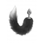 Серебристая анальная пробка с черным хвостом Starlit - Lola Games - купить с доставкой в Вологде