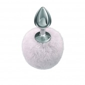 Серебристая анальная пробка с белым пушистым хвостиком Twinkle - Lola Games - купить с доставкой в Вологде