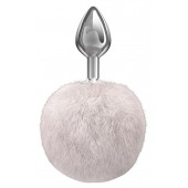 Серебристая анальная пробка с белым пушистым хвостиком Twinkle - Lola Games - купить с доставкой в Вологде