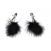 Зажимы на соски с черным пухом Euphoric - Lola Games - купить с доставкой в Вологде