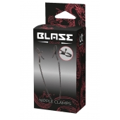 Черные зажимы на соски на цепочке BLAZE DELUXE NIPPLE CLAMPS - Dream Toys - купить с доставкой в Вологде