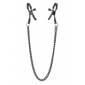 Черные зажимы на соски на цепочке BLAZE DELUXE NIPPLE CLAMPS - Dream Toys - купить с доставкой в Вологде