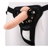 Телесный страпон на черных трусиках STRAP ON REAL DILDO - 20 см. - Dream Toys - купить с доставкой в Вологде
