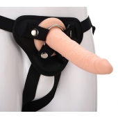 Телесный страпон на черных трусиках STRAP ON REAL DILDO - 20 см. - Dream Toys - купить с доставкой в Вологде