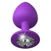 Фиолетовая анальная пробка со стразом Her Little Gem Large Plug - 9,5 см. - Pipedream - купить с доставкой в Вологде