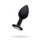 Черная анальная втулка с прозрачным стразом - 7,2 см. - POPO Pleasure - купить с доставкой в Вологде