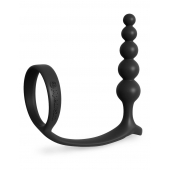 Черная анальная цепочка с эрекционным кольцом Ass-gasm Cockring Anal Beads - Pipedream - в Вологде купить с доставкой