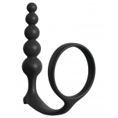 Черная анальная цепочка с эрекционным кольцом Ass-gasm Cockring Anal Beads - Pipedream - в Вологде купить с доставкой