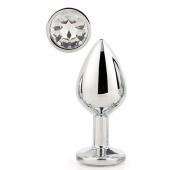 Серебристая анальная втулка с прозрачным кристаллом - 7,1 см. - Dream Toys - купить с доставкой в Вологде