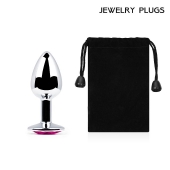Серебристая анальная пробка с малиновым кристаллом - 7,2 см. - Anal Jewelry Plug - купить с доставкой в Вологде