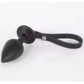 Черная анальная пробка с ремешком - 7 см. - Sitabella