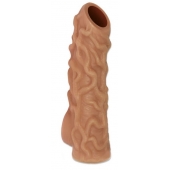 Телесная насадка с венками и открытой головкой Nude Sleeve M - 12 см. - KOKOS - в Вологде купить с доставкой