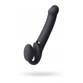 Черный безремневой вибрострапон Vibrating Bendable Strap-On L - Strap-on-me - купить с доставкой в Вологде