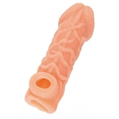 Телесная закрытая насадка с венками Cock Sleeve Size S - 13,8 см. - KOKOS - в Вологде купить с доставкой