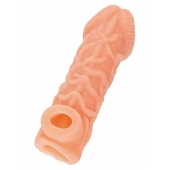 Телесная закрытая насадка с венками Cock Sleeve Size M - 15,6 см. - KOKOS - в Вологде купить с доставкой