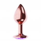 Пробка цвета розового золота с фиолетовым кристаллом Diamond Amethyst Shine L - 8,3 см. - Lola Games - купить с доставкой в Вологде