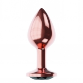 Пробка цвета розового золота с черным кристаллом Diamond Jet Shine L - 8,3 см. - Lola Games - купить с доставкой в Вологде