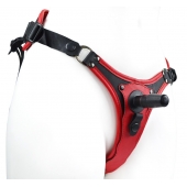 Красно-черный женский пояс с 2 способами крепления насадок - LOVETOY (А-Полимер) - купить с доставкой в Вологде