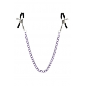 Зажимы для сосков с фиолетовой цепочкой Sweet Caress Nipple Chain - Sweet Caress - купить с доставкой в Вологде