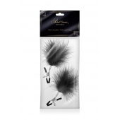 Зажимы на соски с черными пуховыми кисточками Sweet Caress Feather Nipple Clumps - Sweet Caress - купить с доставкой в Вологде