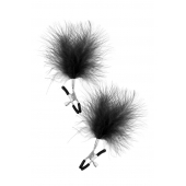 Зажимы на соски с черными пуховыми кисточками Sweet Caress Feather Nipple Clumps - Sweet Caress - купить с доставкой в Вологде