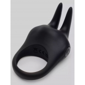 Черное эрекционное виброкольцо Sensation Rechargeable Vibrating Rabbit Love Ring - Fifty Shades of Grey - в Вологде купить с доставкой
