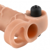 Телесная вибронасадка с кольцом Vibrating Real Feel 2 Extension - 16 см. - Pipedream - в Вологде купить с доставкой
