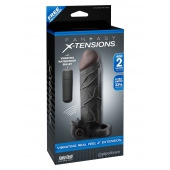 Чёрная вибронасадка с кольцом Vibrating Real Feel 2 Extension - 16 см. - Pipedream - в Вологде купить с доставкой