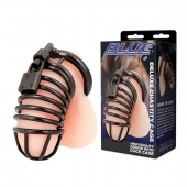 Черная металлическая клетка с замком Deluxe Chastity Cage - BlueLine - купить с доставкой в Вологде